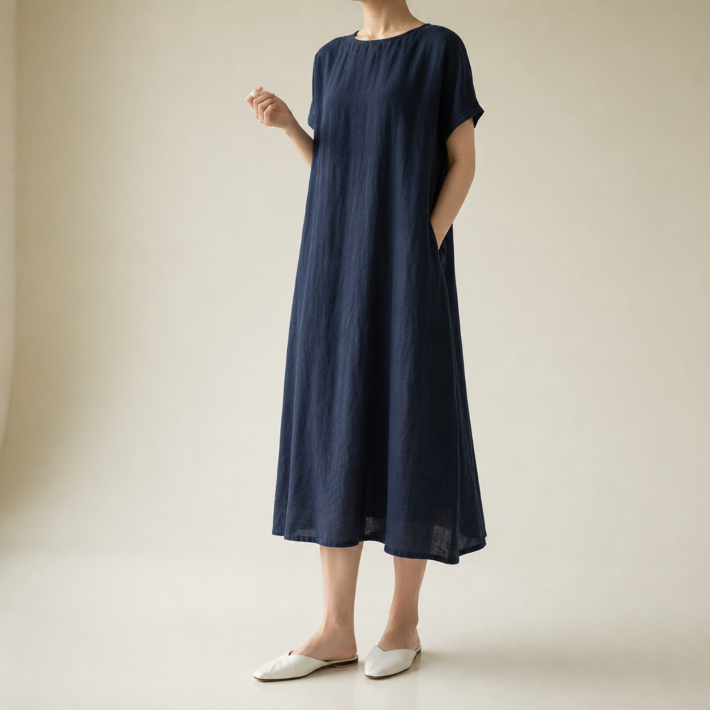 Kalymnos Loose Linen Midi Dress