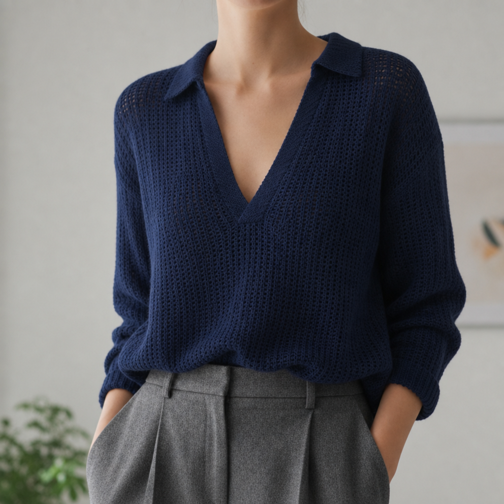 Oviedo Collared Knit Sweater Top