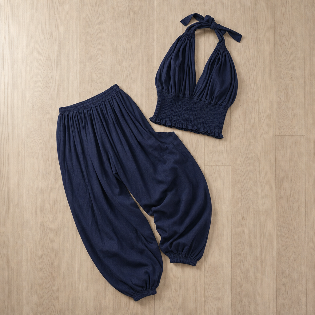 Ikaria Smocked Halter Harem Set