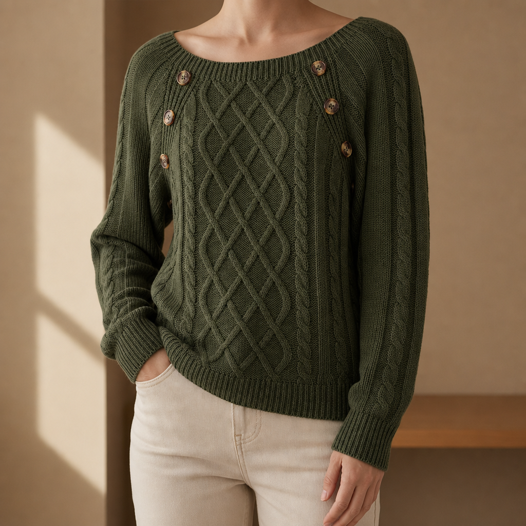 Porquerolles Cable Knit Button Sweater