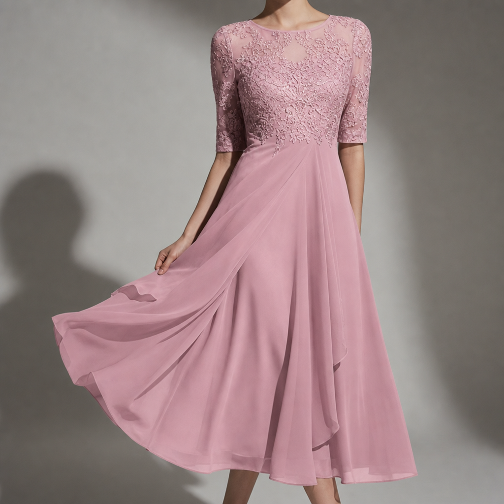 Sagres Lace Chiffon Midi Dress