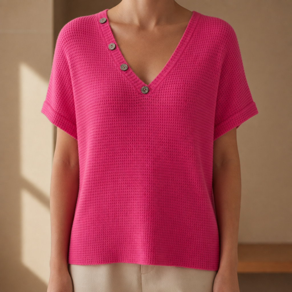 Biot Waffle Knit Button Top