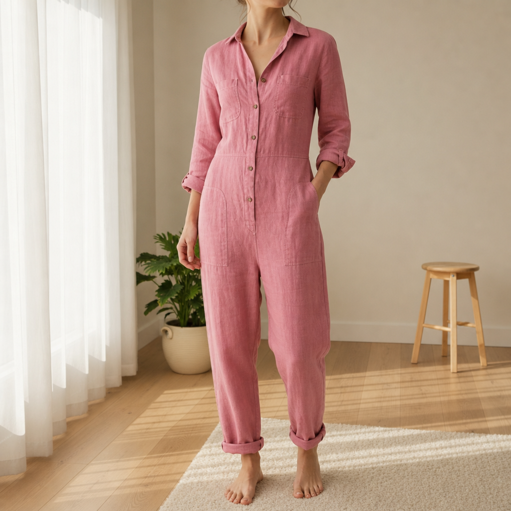 Skiathos Linen Button Jumpsuit