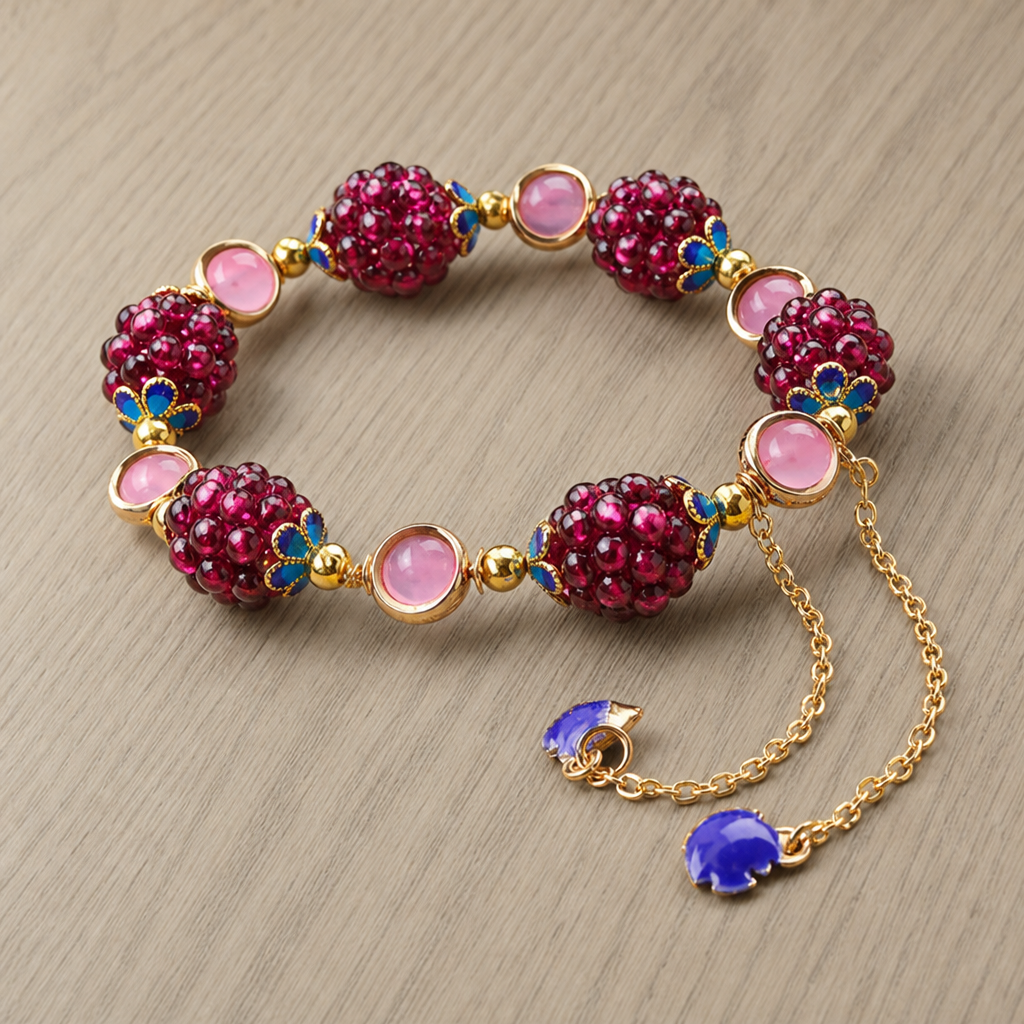 Valencia Garnet Crystal Cluster Bracelet