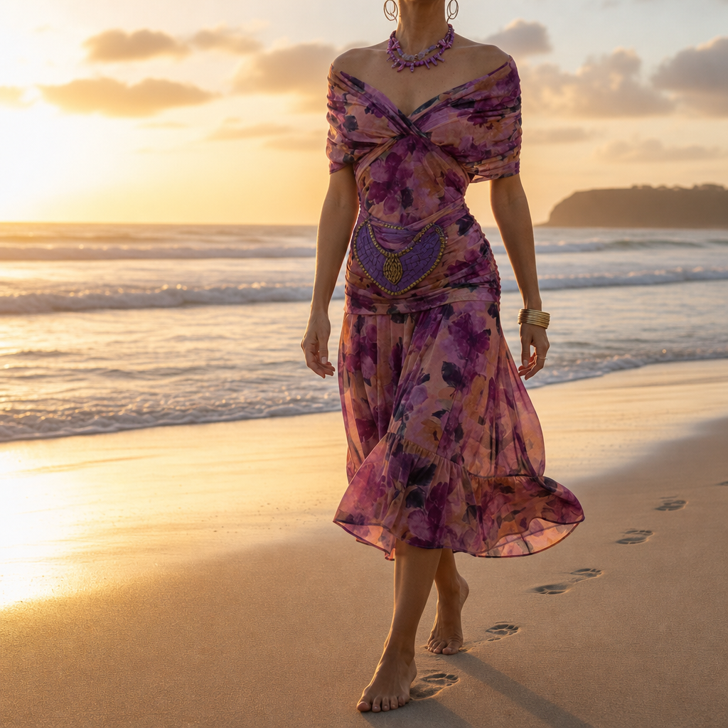 Caceres Ruched Chiffon Midi Dress