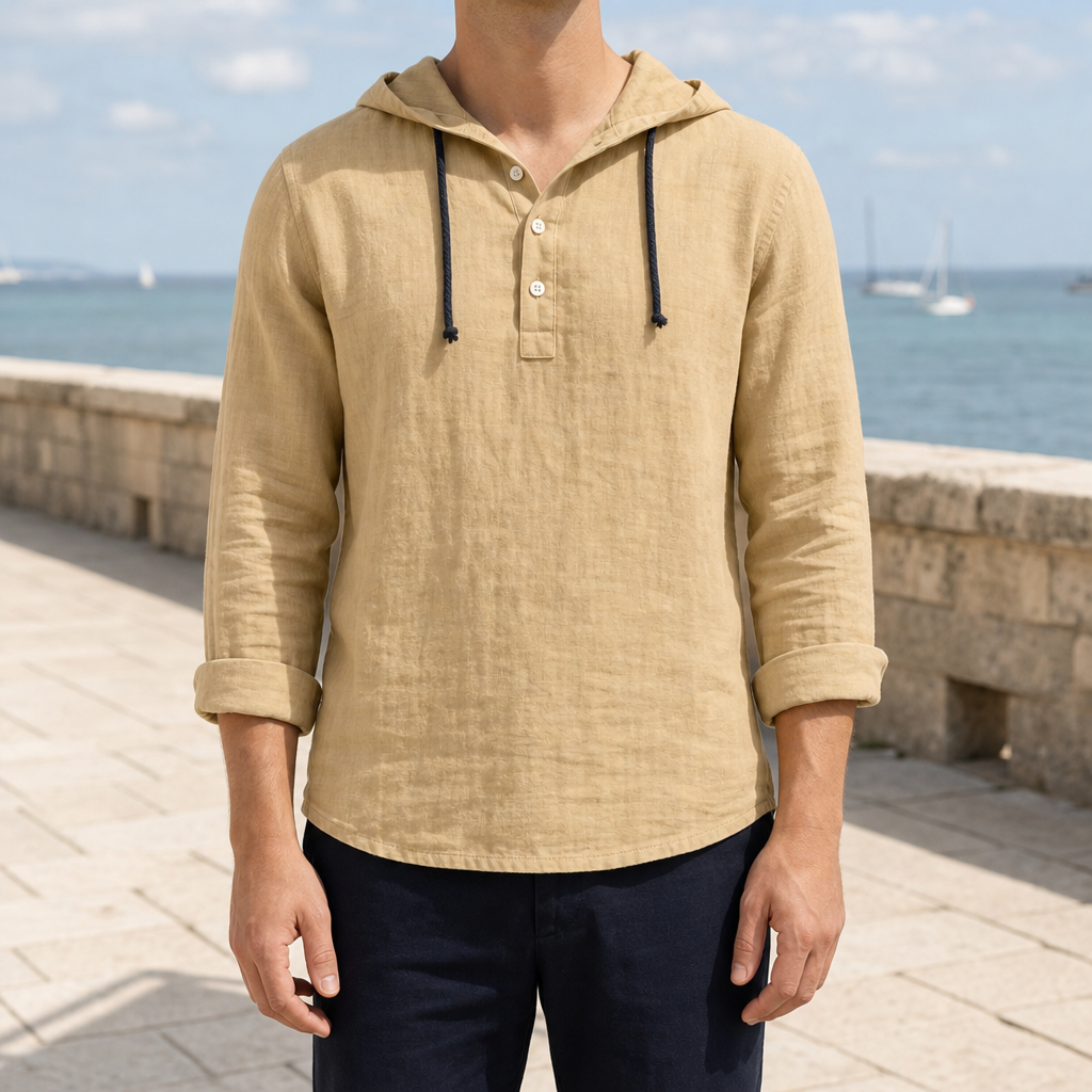 Tavira Linen Hooded Henley
