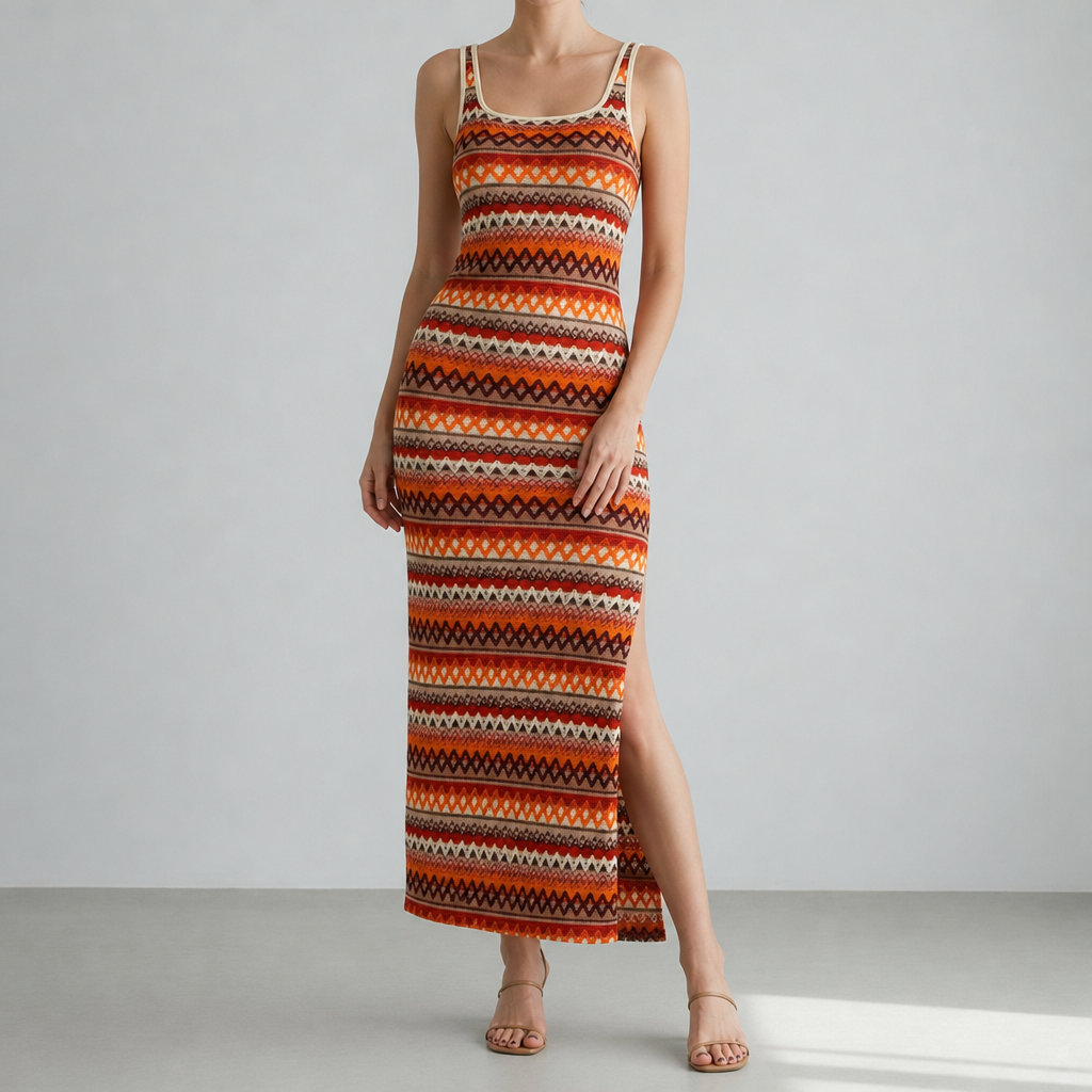 Saint Tropez Boho Stripe Knit Dress
