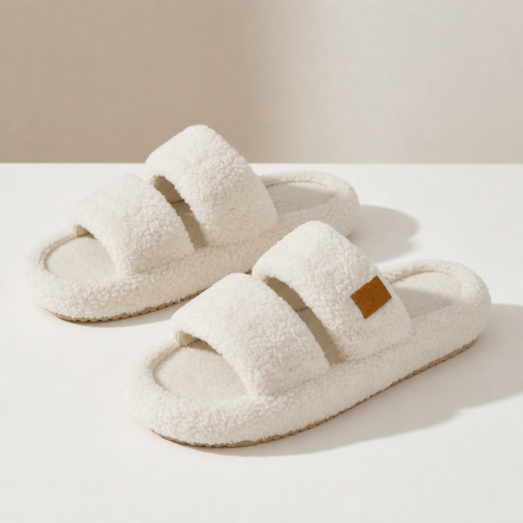 Amarante Sherpa Open-Toe Slippers