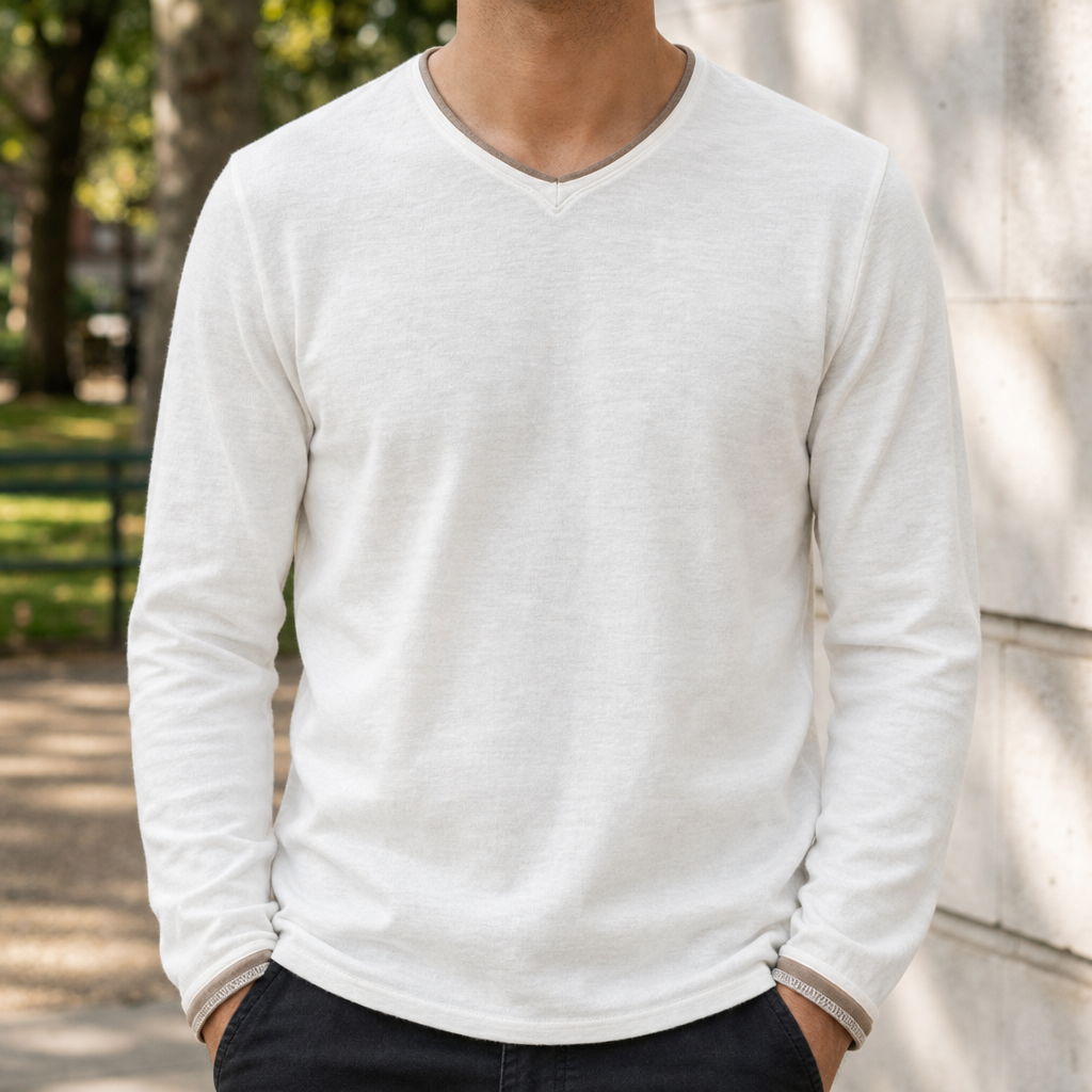 Cavtat Contrast Trim V-Neck Tee