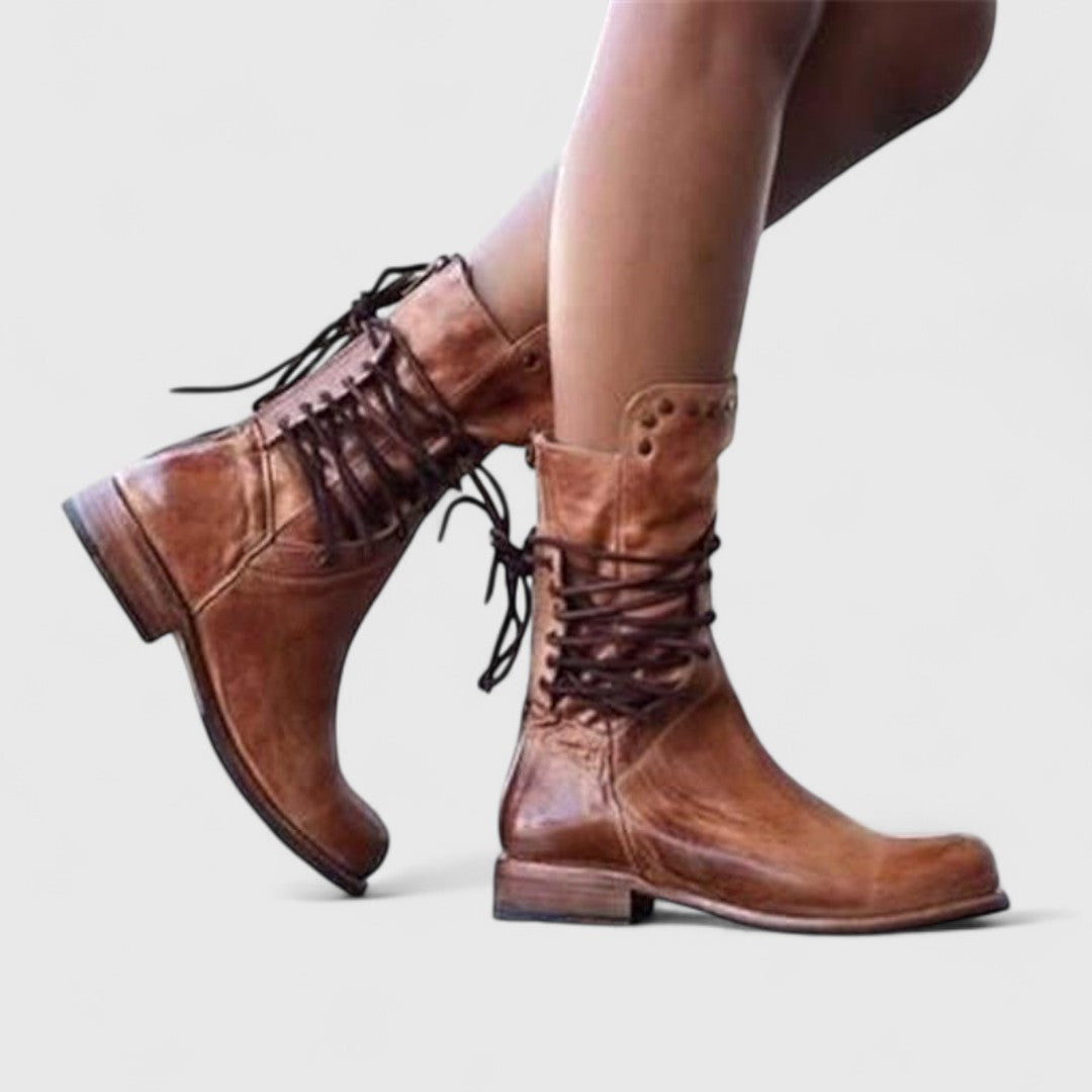 Demi | Lace-Up Stud Detail Ankle Boots