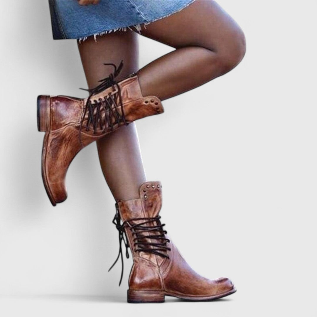 Demi | Lace-Up Stud Detail Ankle Boots