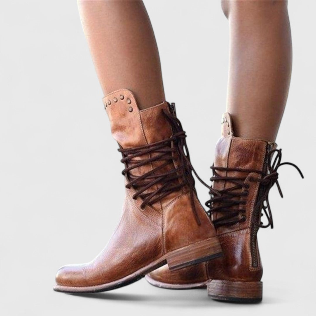 Demi | Lace-Up Stud Detail Ankle Boots