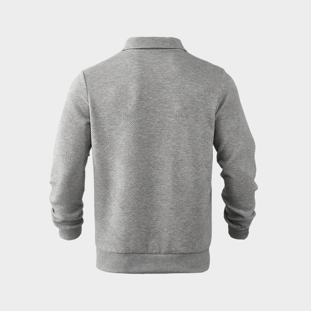 Men's Half-Zip Sweatshirt | Textured Knit Polo Collar