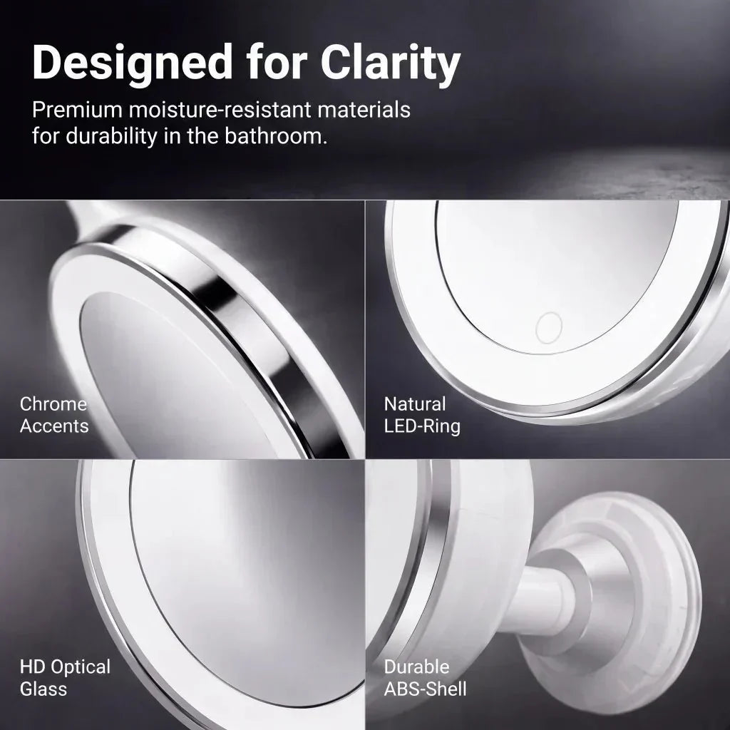 10X Magnifying LED Makeup Mirror with Suction Cup and 360° Rotation