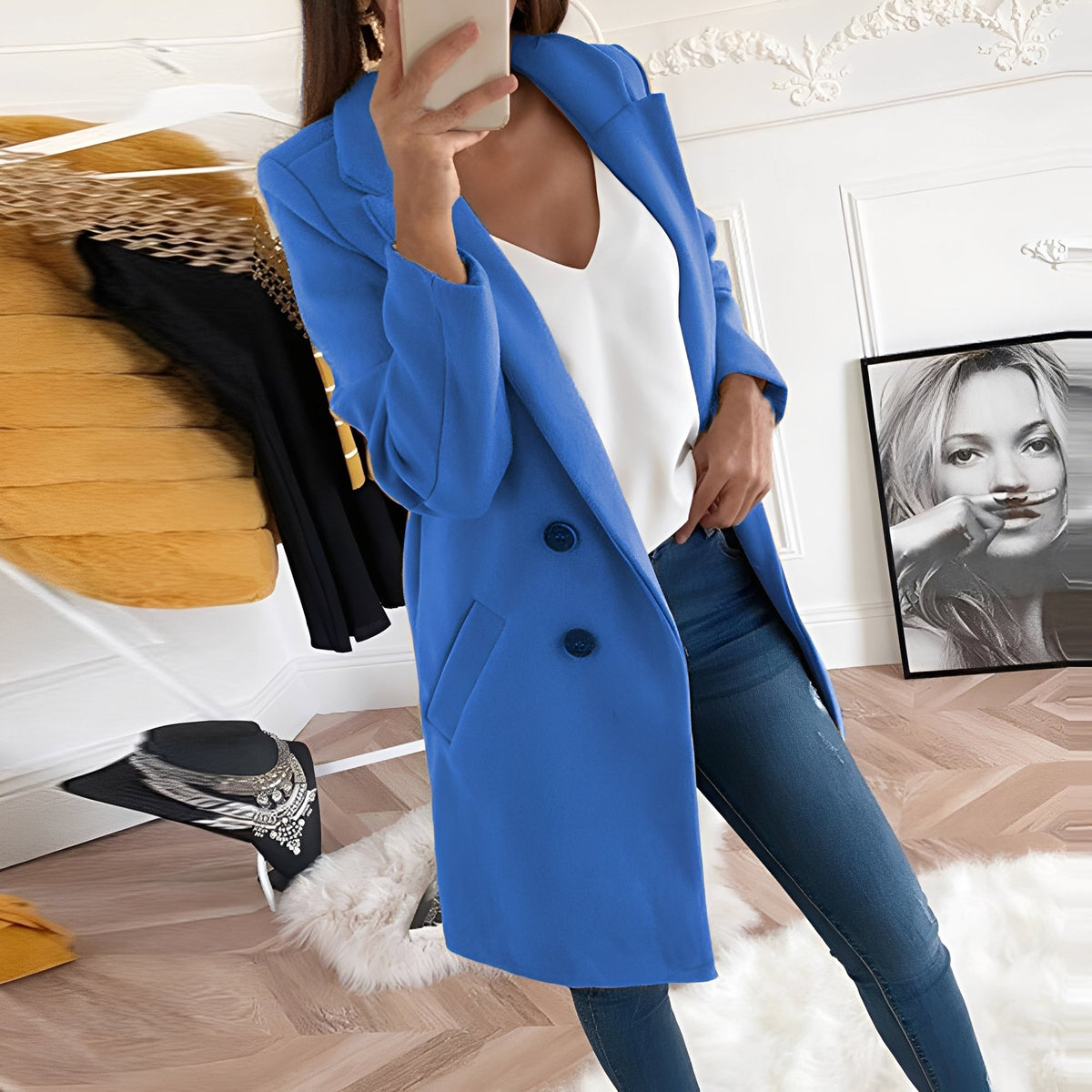 Chantal - Stylish long winter coat women