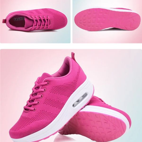 Women's Mesh Air Cushion Trainers with Lace-Up Front