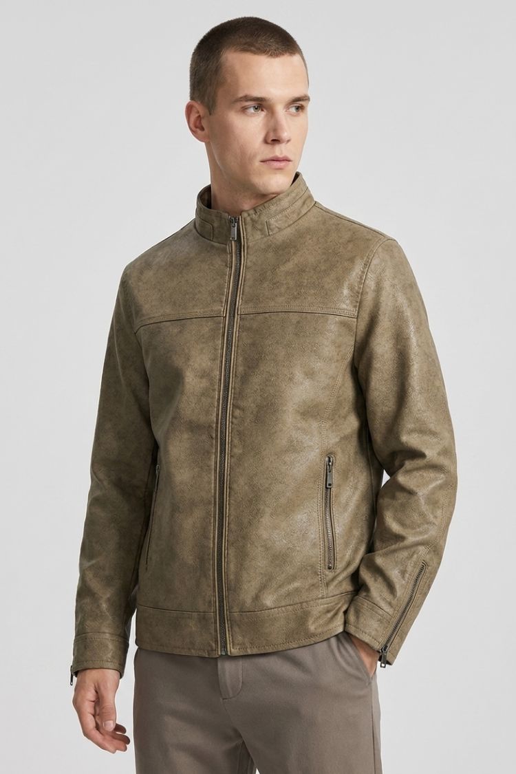 Men's Suede Zip Jacket | Stand Collar Casual Jacket