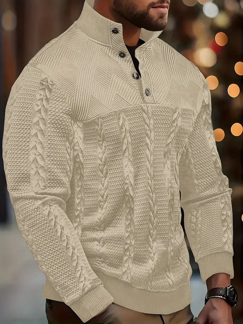 Sutton Men's Cable Knit Henley Sweater