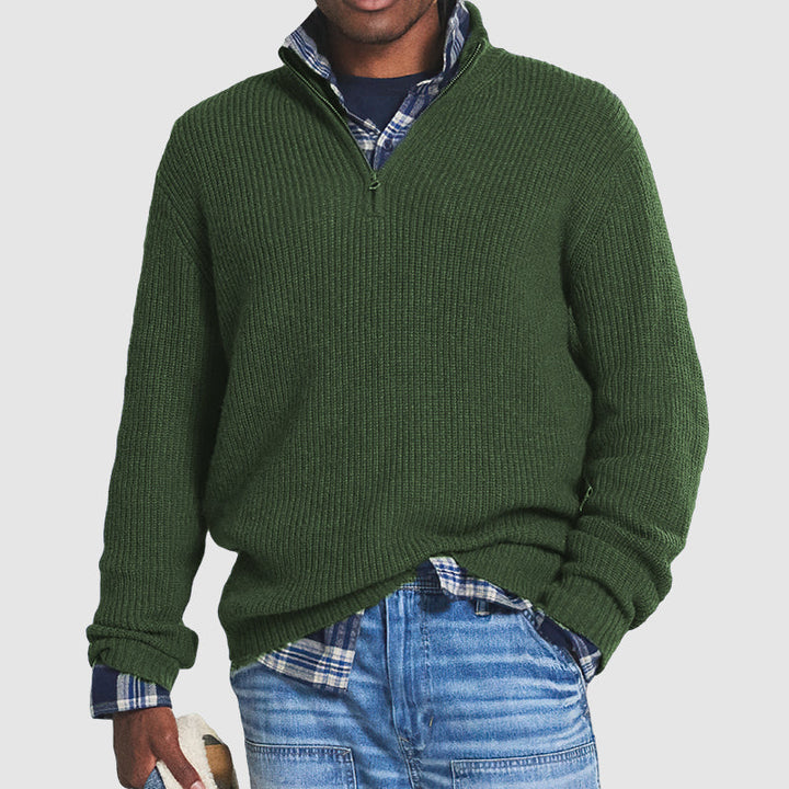 Winslow Men's Ribbed Wool Quarter Zip Sweater