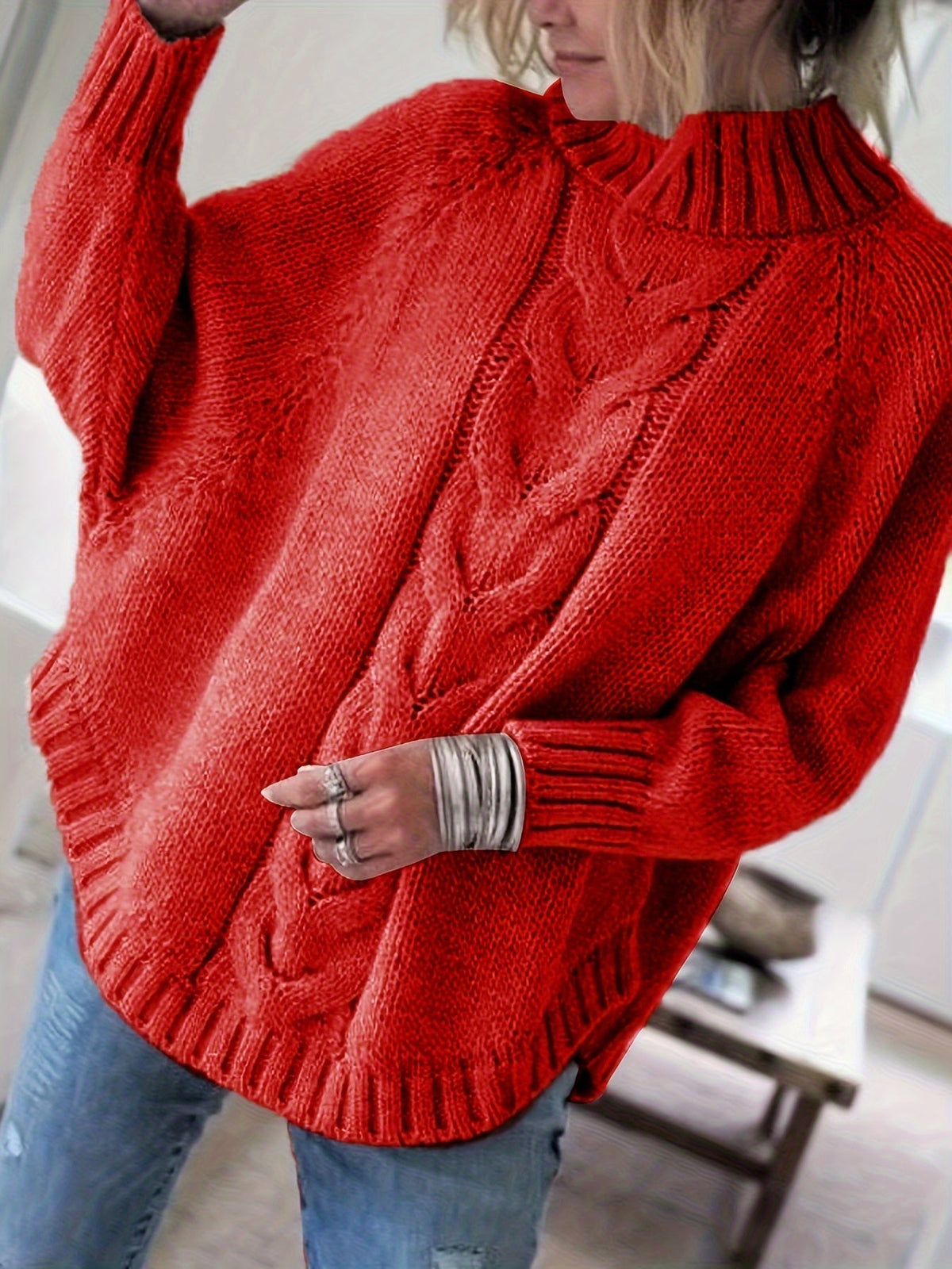 Gwendolyn | Cable Knit High Neck Winter Turtleneck Sweater