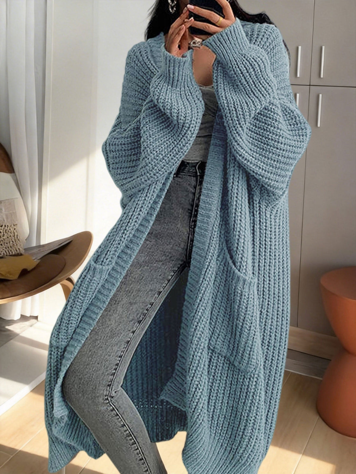 Noelle | Oversized Longline Duster Pockets Cardigan