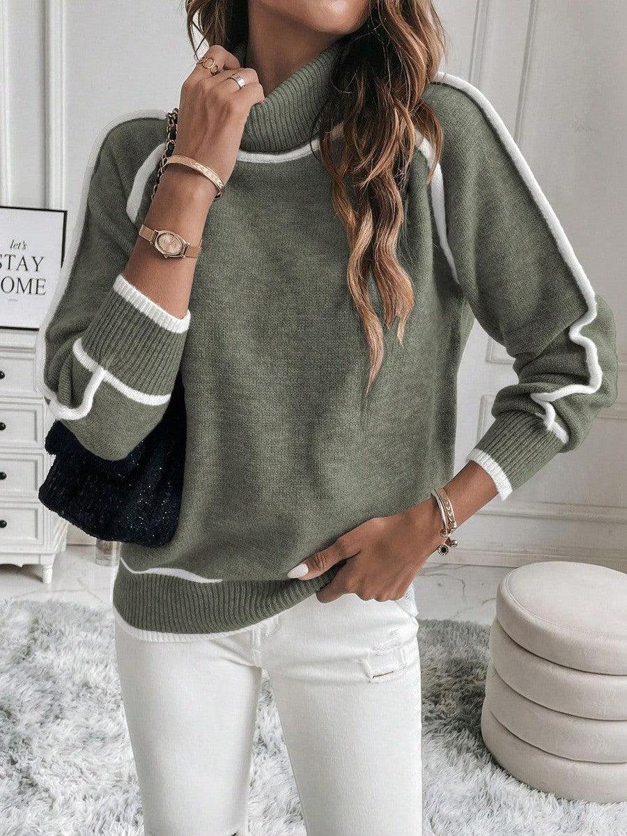 Women’s Roll Neck Contrast Trim Jumper