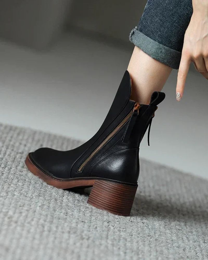 Tindra | Side Zipper Shaft Ankle Boots