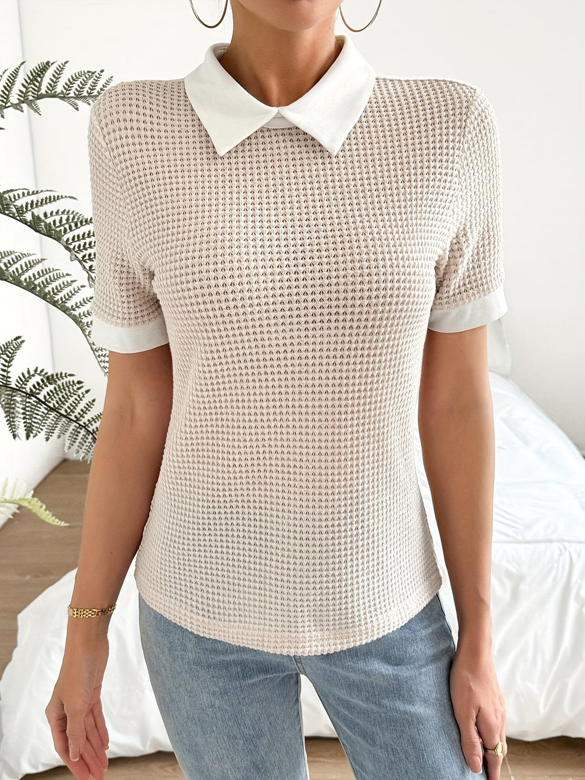 Daphne | Collared Slim Fit Long Sleeve Polo Top