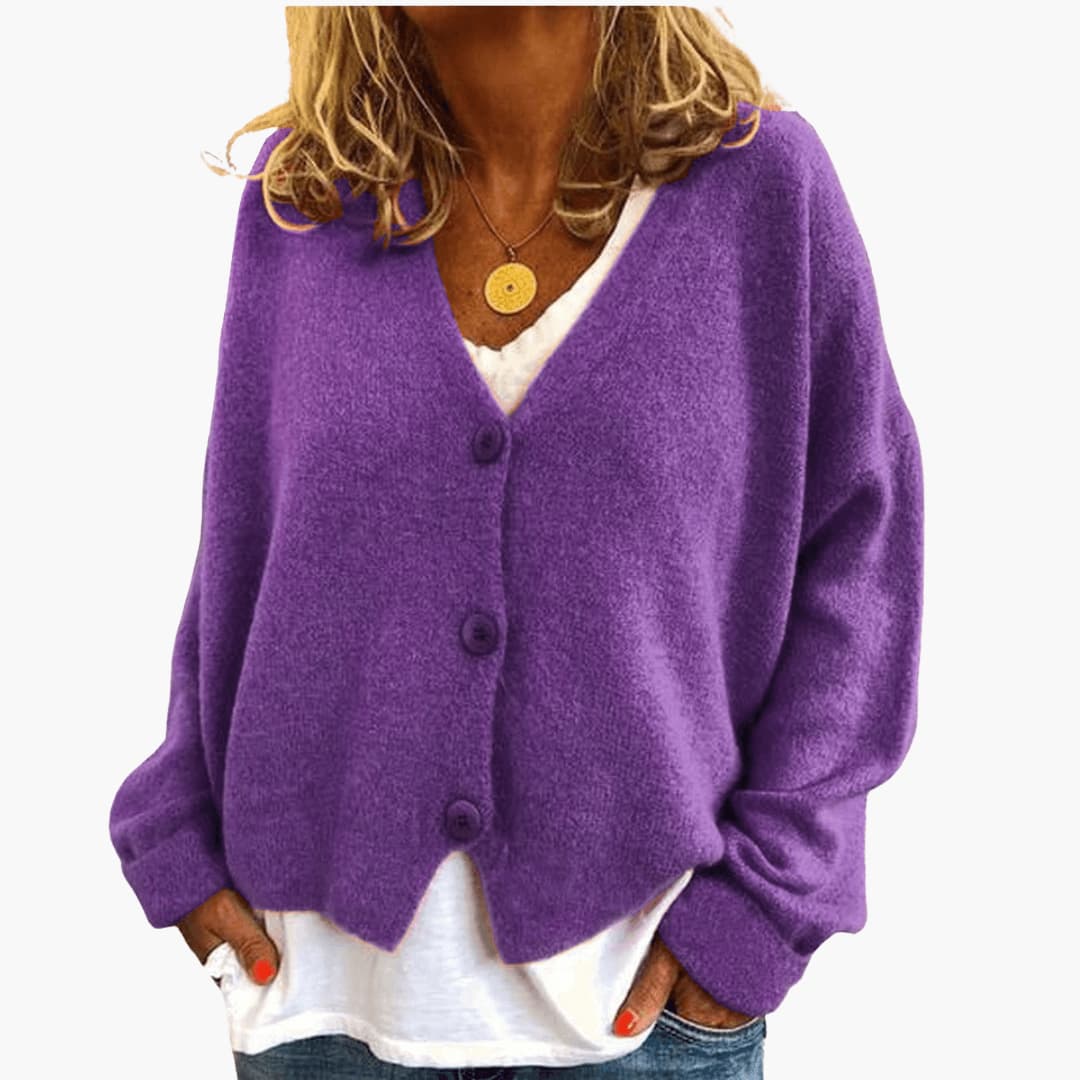 Brooke | Knitted Button V-Neckline Cardigan