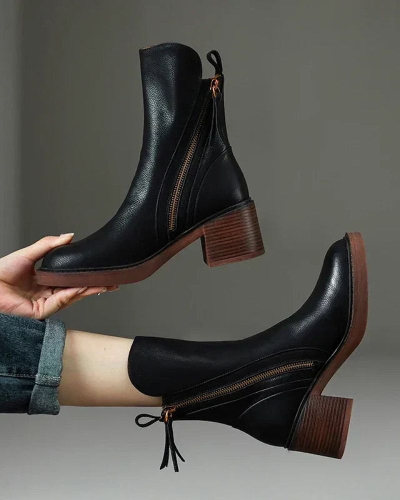 Tindra | Side Zipper Shaft Ankle Boots