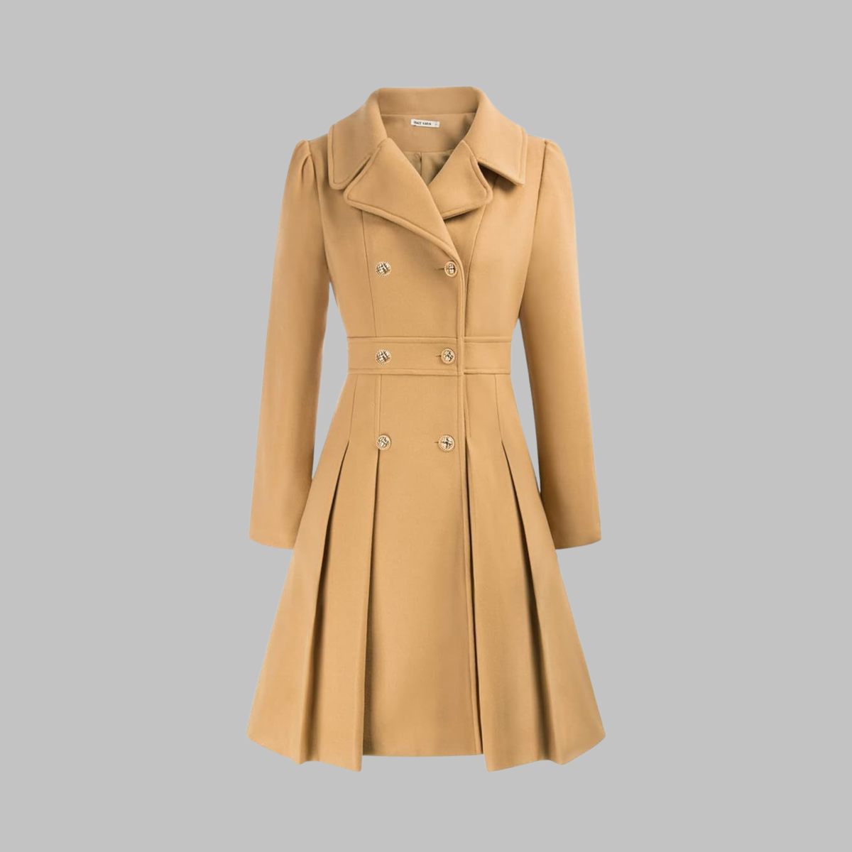 Dami - Classy Double Button Long Sleeve Coat