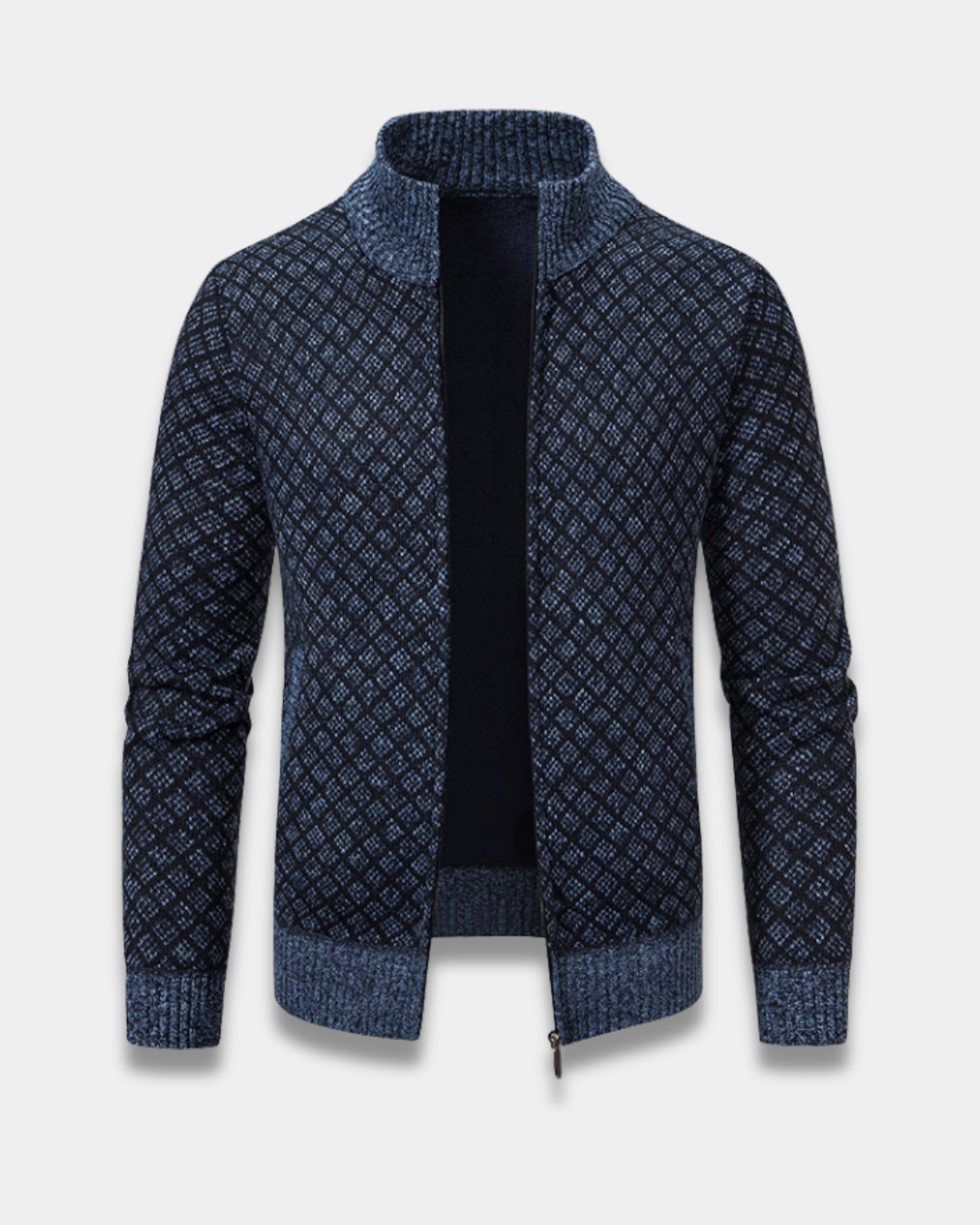 Harrison Jacquard Knit Zip Cardigan Sweater