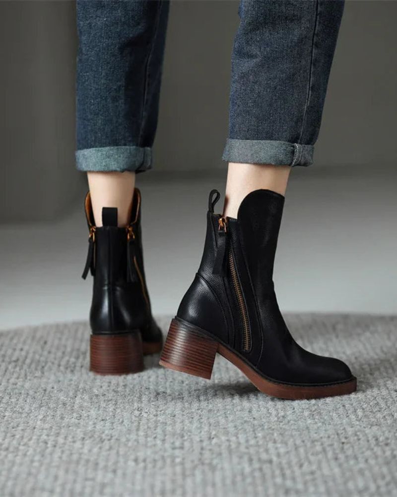 Tindra | Side Zipper Shaft Ankle Boots