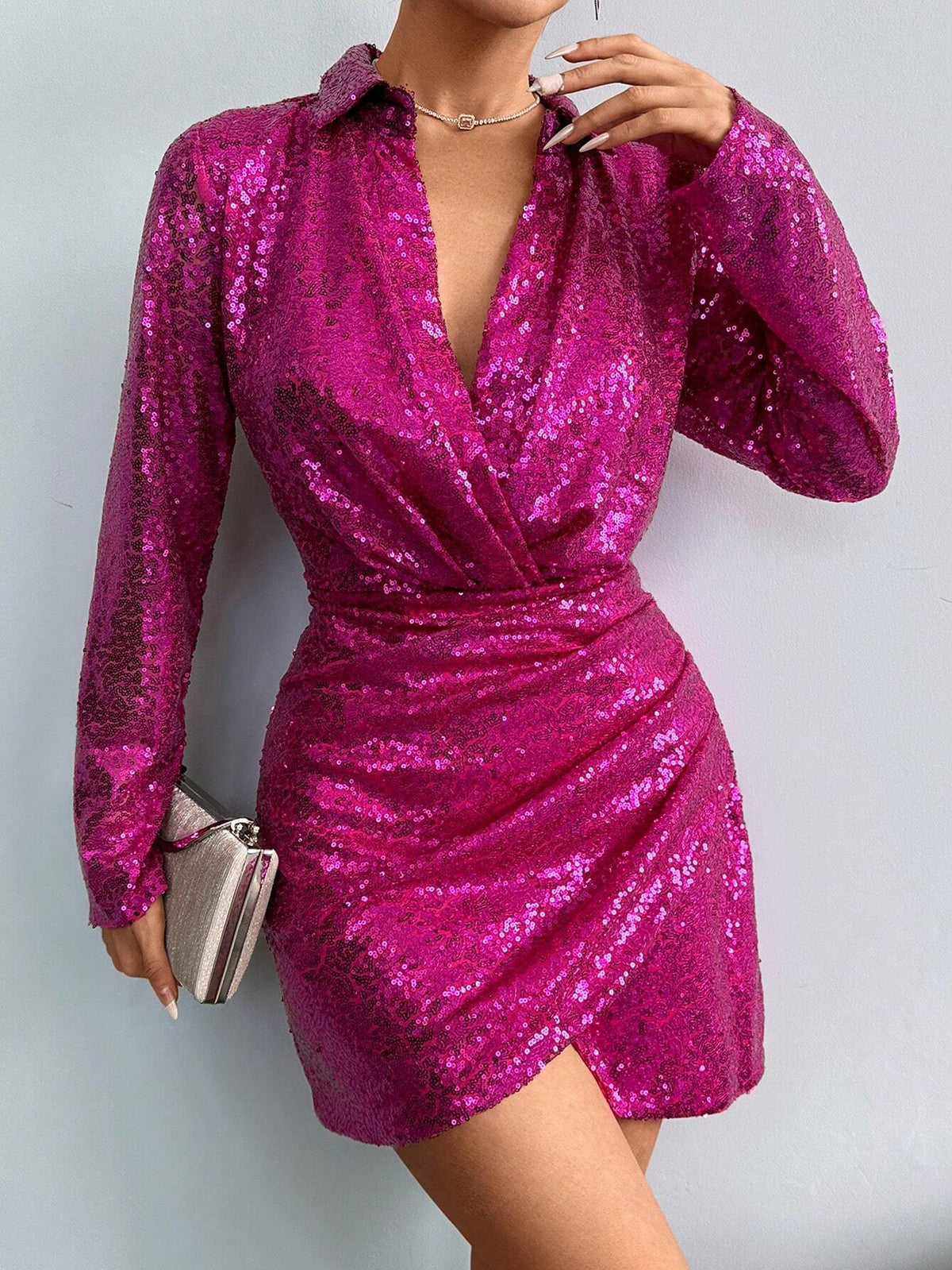 Glittering Unisex Mini Wrap Dress
