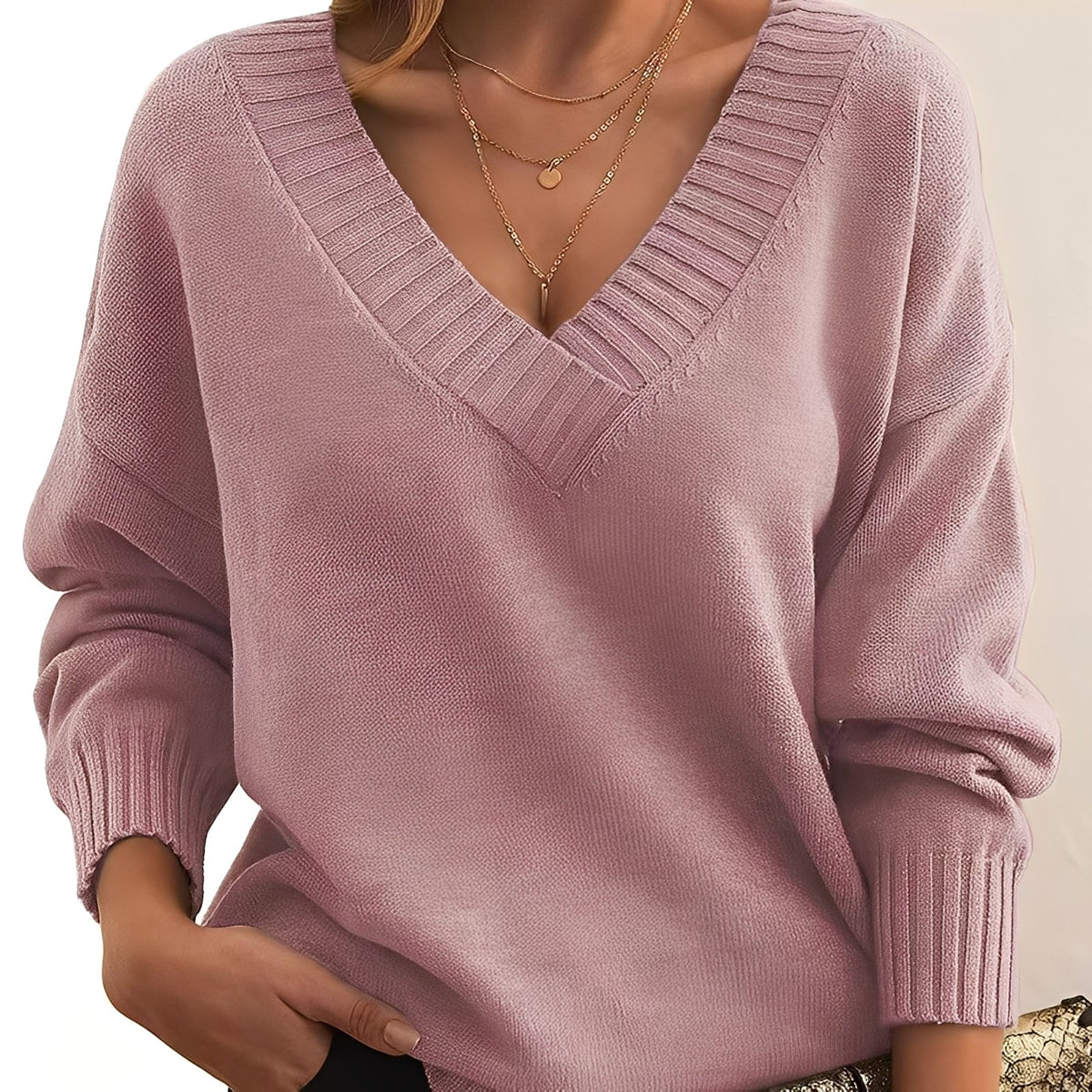 Elexa - Cozy V-neck sweater