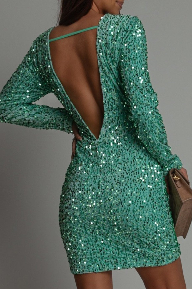 Noélie | Backless Glitter Dress