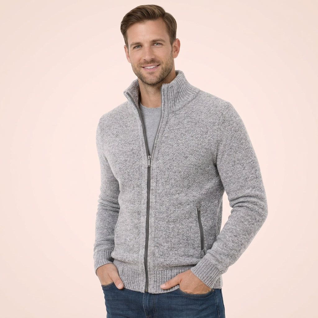 Men’s Full-Zip Stand-Collar Sweater