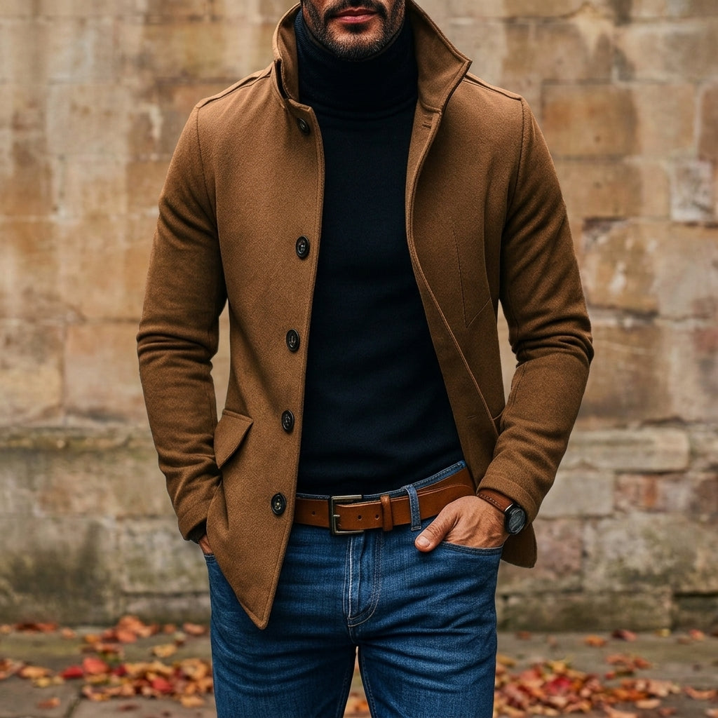Cendré Noir Men’s Wool Tailored Overcoat