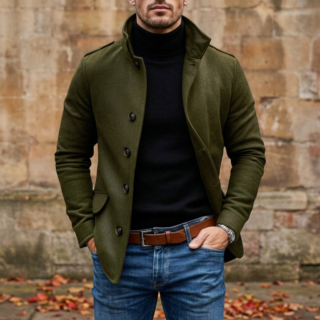 Cendré Noir Men’s Wool Tailored Overcoat