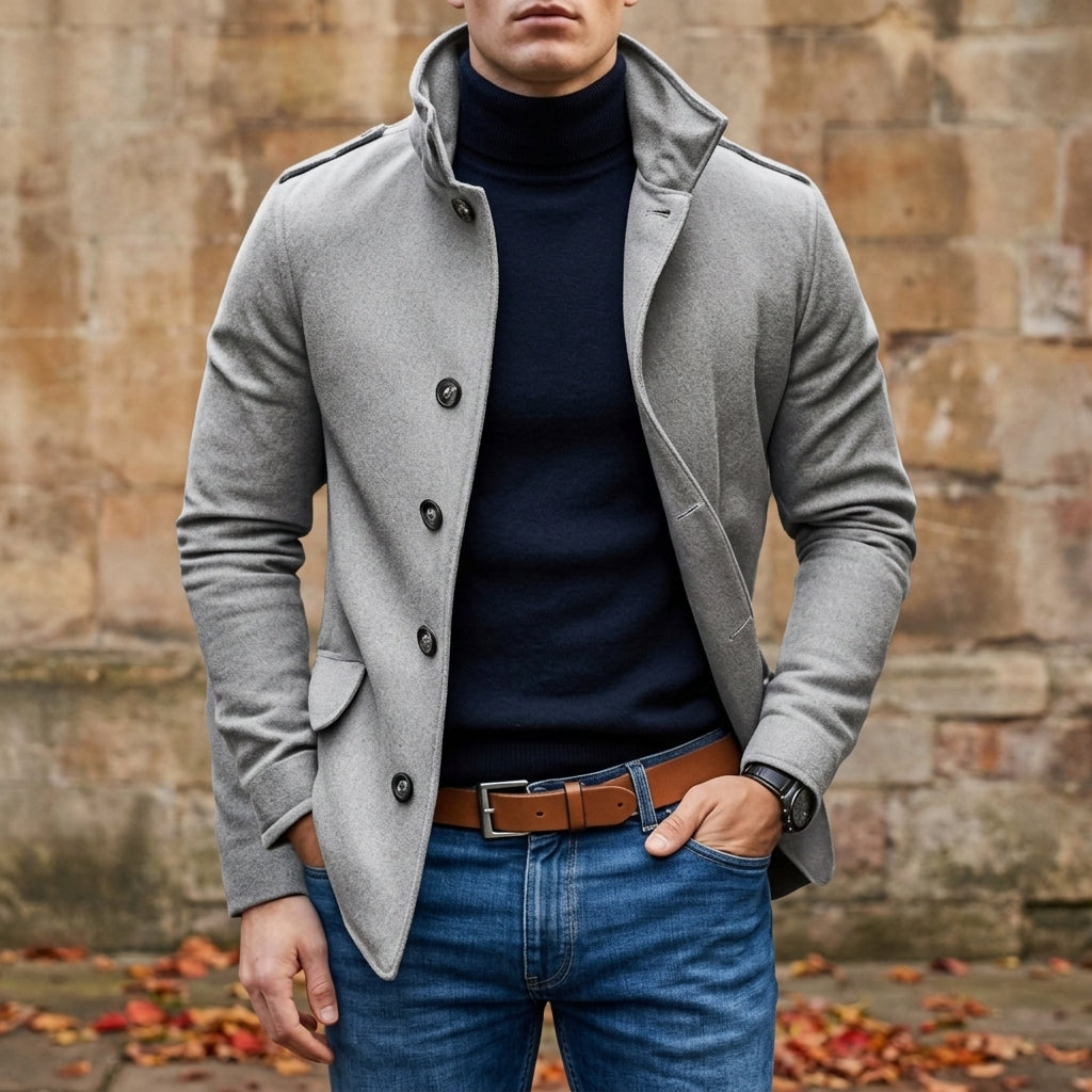 Cendré Noir Men’s Wool Tailored Overcoat