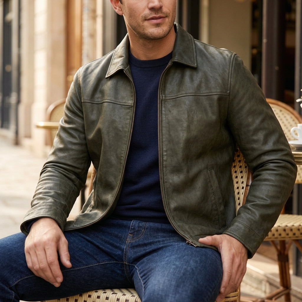 Xavrelle Men's Premium Leather Zip Jacket