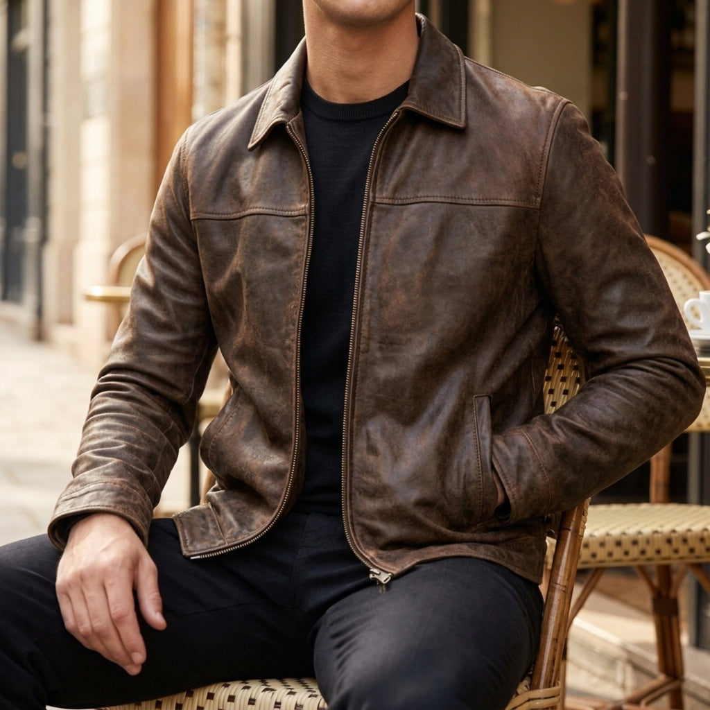 Xavrelle Men's Premium Leather Zip Jacket