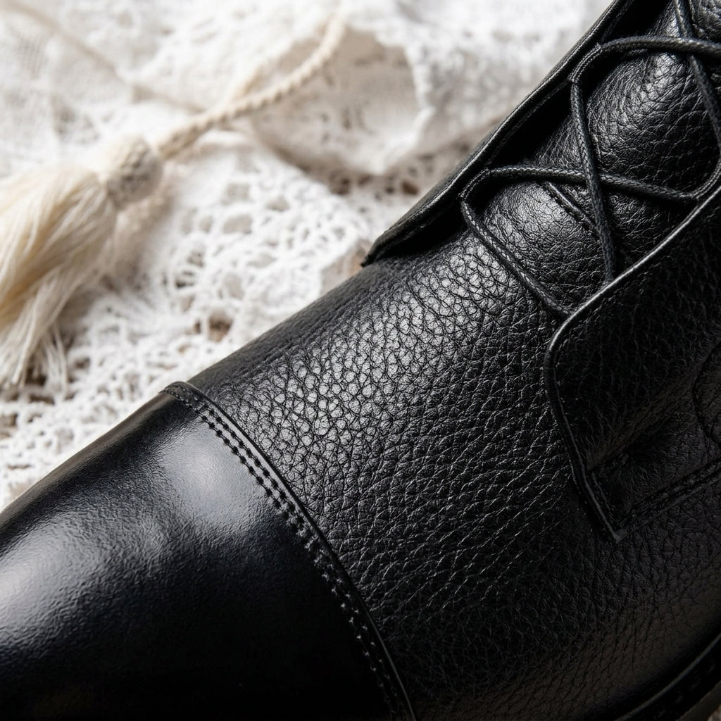 Lysenté Lace-Up Leather Ankle Boots