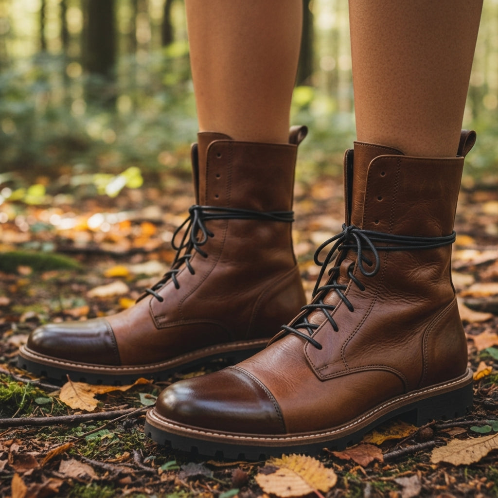 Lysenté Lace-Up Leather Ankle Boots