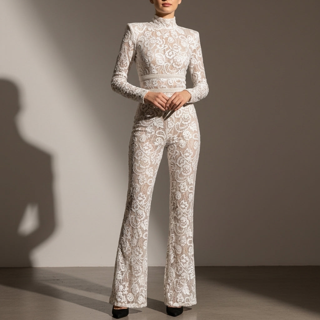 Aisyah Solid Color Lace Jumpsuit