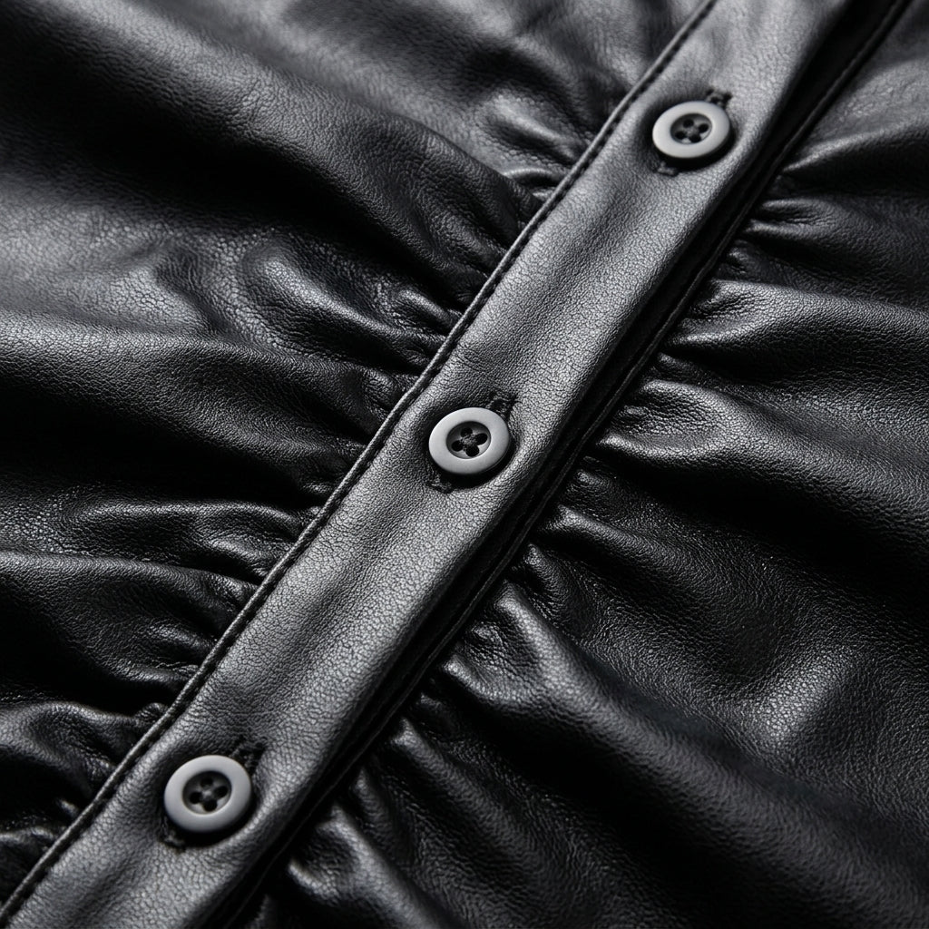 Kya Faux Leather Button Front Shirt