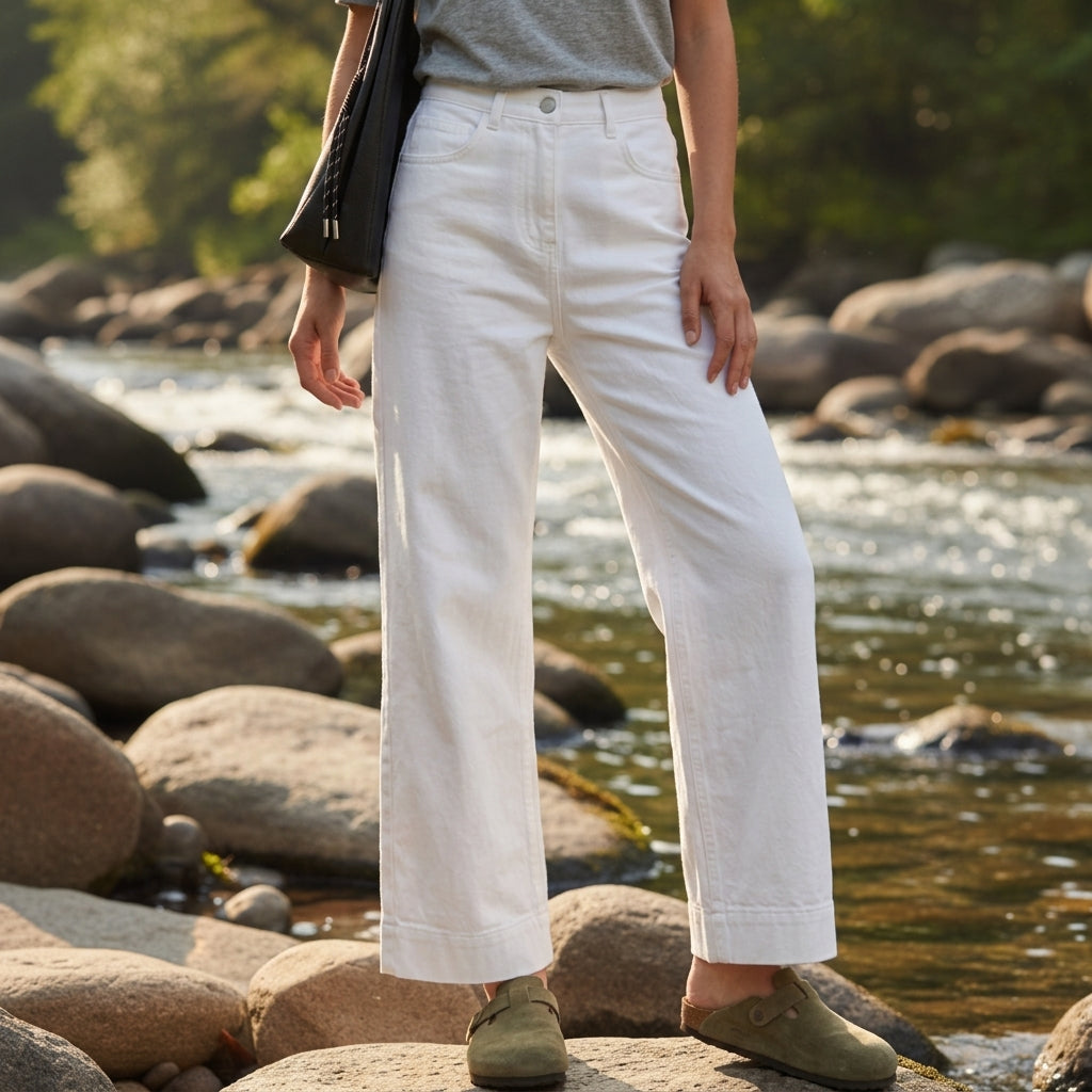 Elisia White Straight-Leg Ankle Jeans