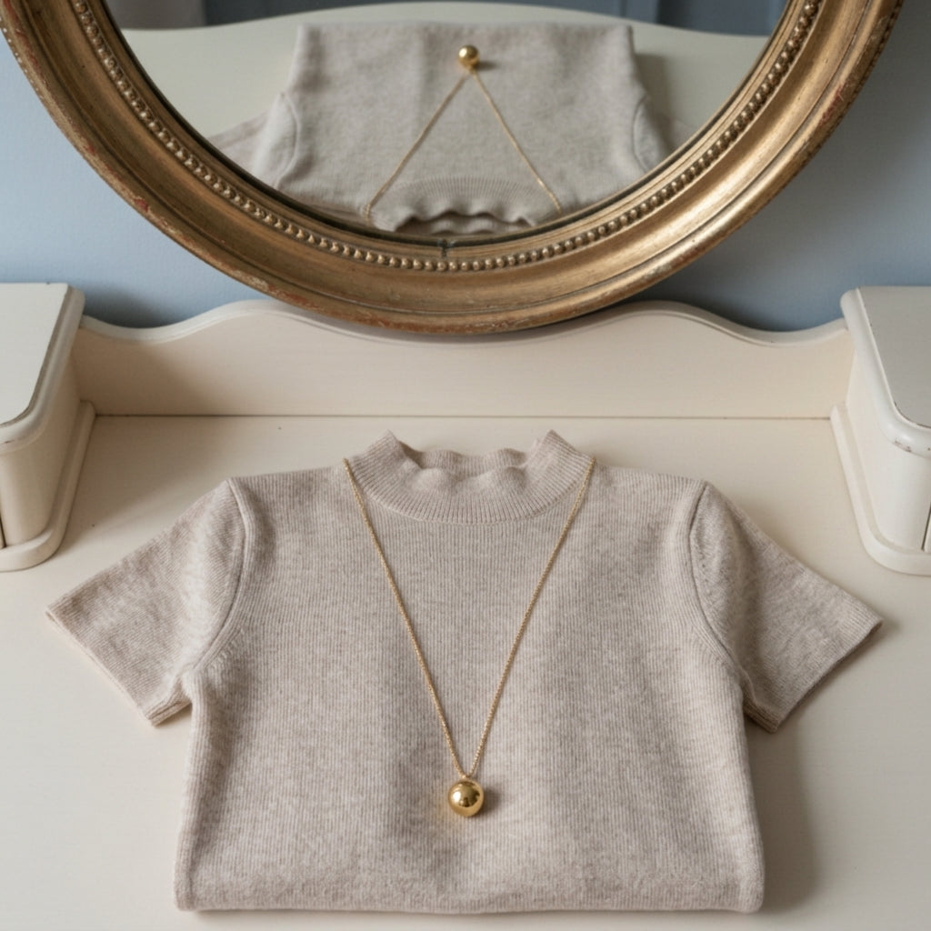 Lilia Fitted Short Sleeved Ribbed Turtleneck