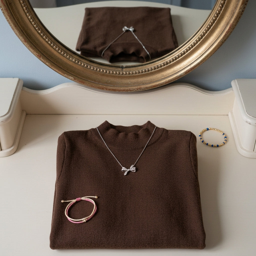 Lilia Fitted Short Sleeved Ribbed Turtleneck