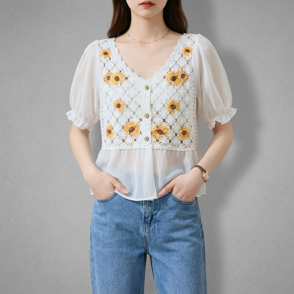 Elowen Crochet Detail Blouse